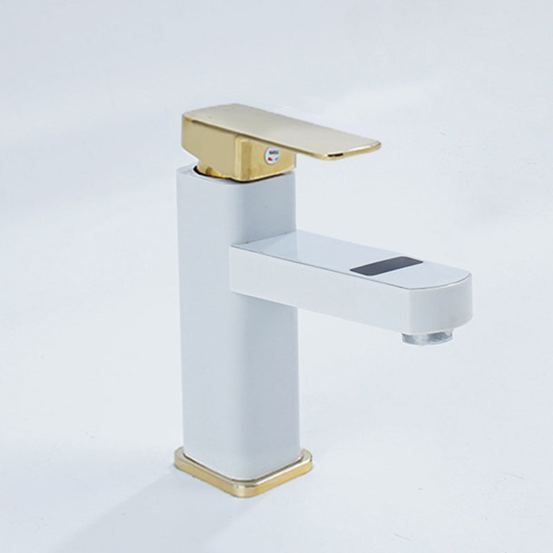 Contemporary Sink Faucet Digital Display Screen Solid Color Low Arc Sink Bathroom Faucet