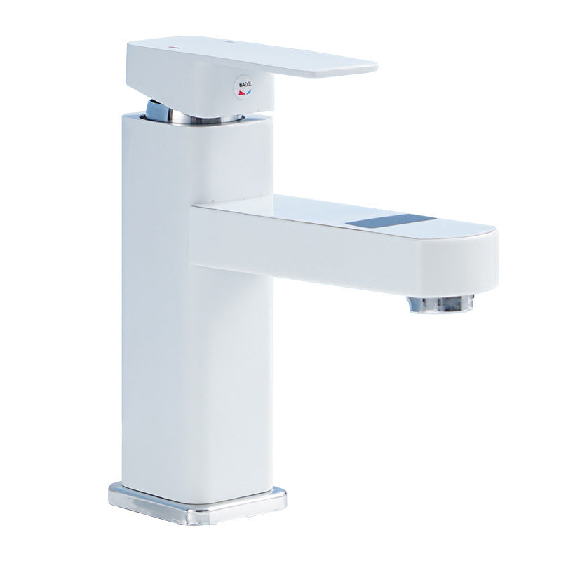 Contemporary Sink Faucet Digital Display Screen Solid Color Low Arc Sink Bathroom Faucet