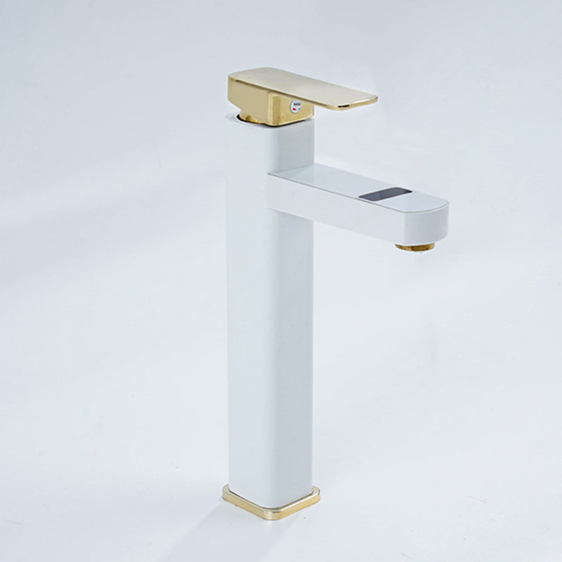 Contemporary Sink Faucet Digital Display Screen Solid Color Low Arc Sink Bathroom Faucet