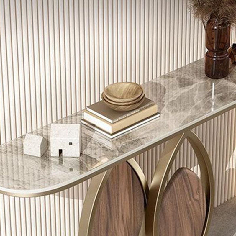 31.5" Tall Glam Console Table 1-shelf Stone Accent Table for Hall