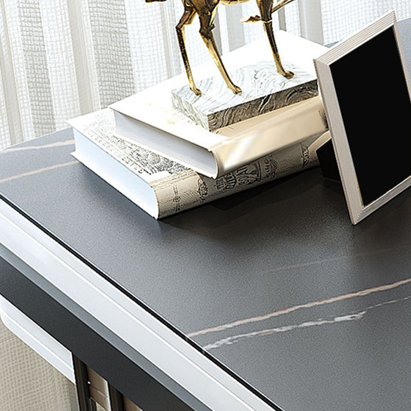 Contemporary Marble Writing Desk 1-drawer Office Desk for Home