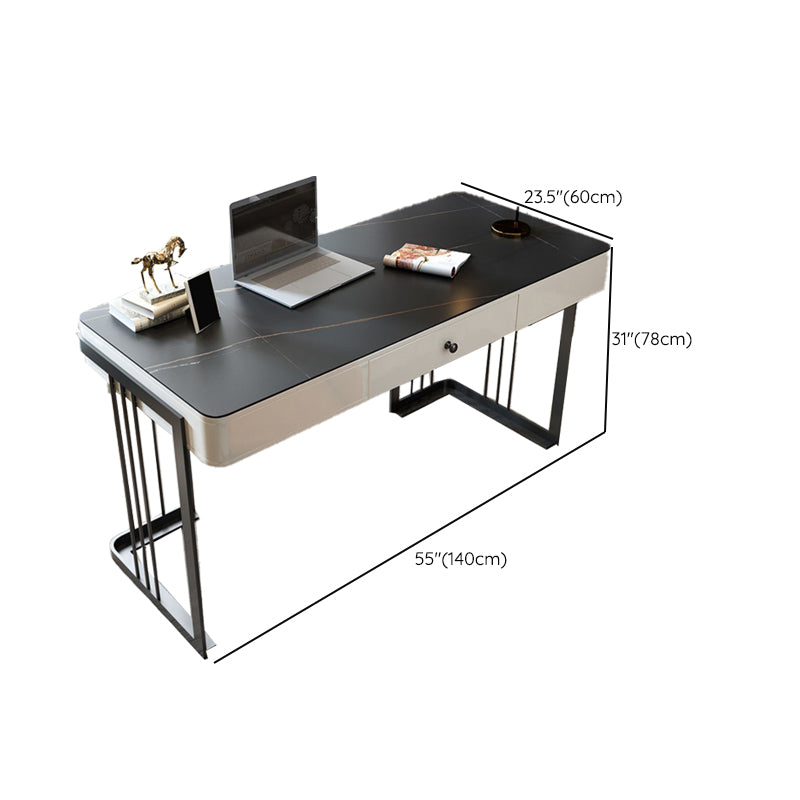 Contemporary Marble Writing Desk 1-drawer Office Desk for Home