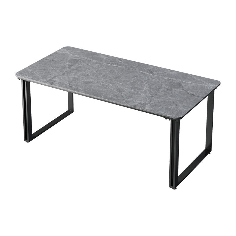 Industrial Marble Writing Desk Pewter Office Desk with Metal Legs