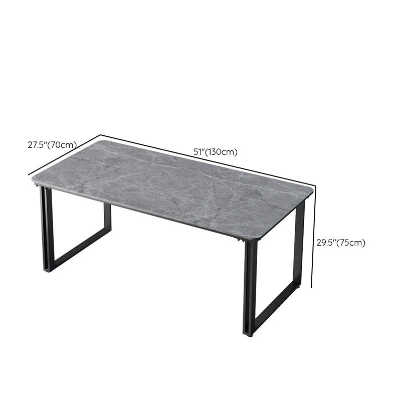 Industrial Marble Writing Desk Pewter Office Desk with Metal Legs