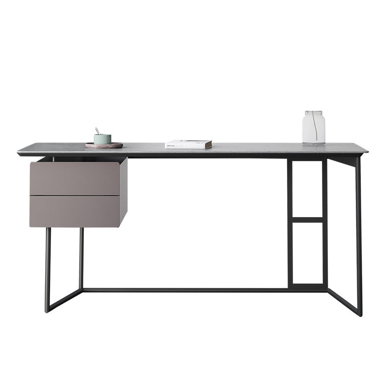 Sled Industrial Office Desk Grey and White Rectangular Writing Desk