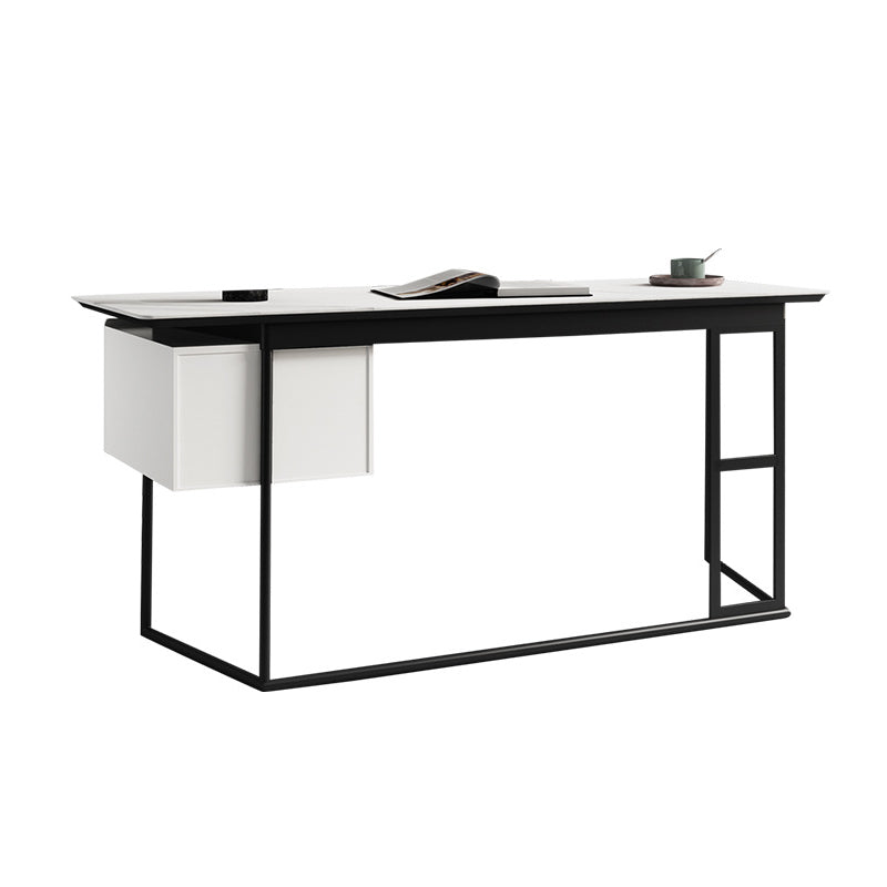 Sled Industrial Office Desk Grey and White Rectangular Writing Desk