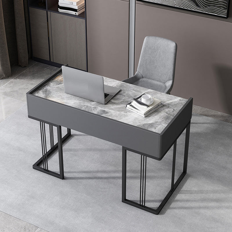 Marble Industrial Office Writing Desk Rectangular Office Desk with 2 Drawers