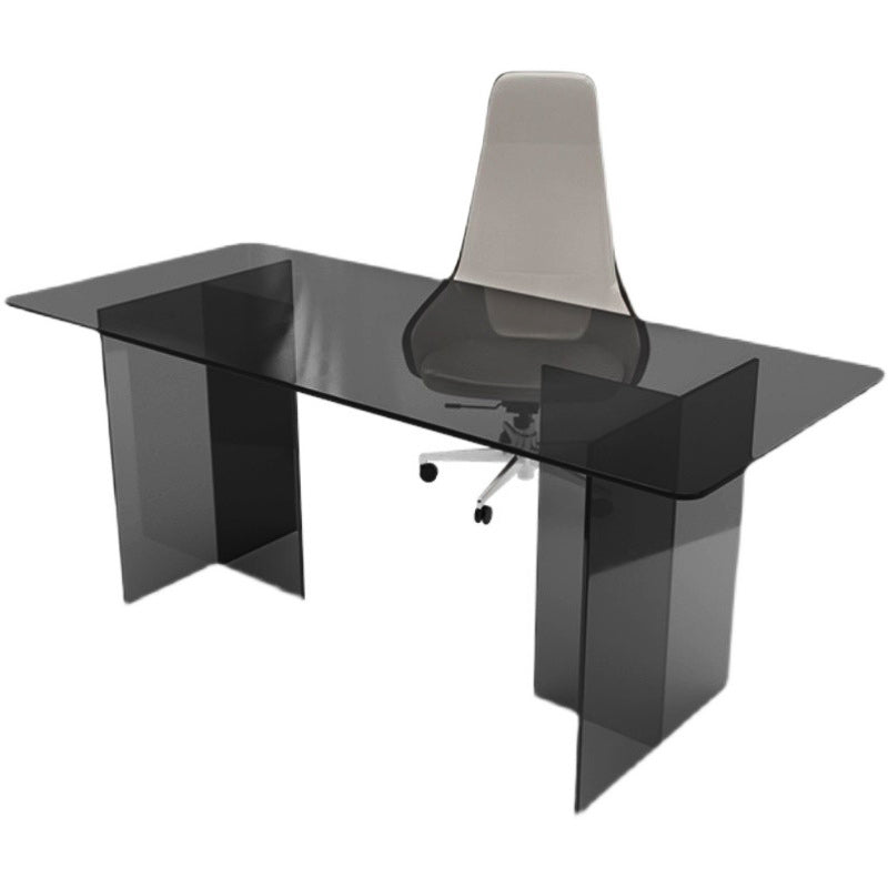 Rectangle Home Writing Table Modern Glass Working Desk with Glass Legs