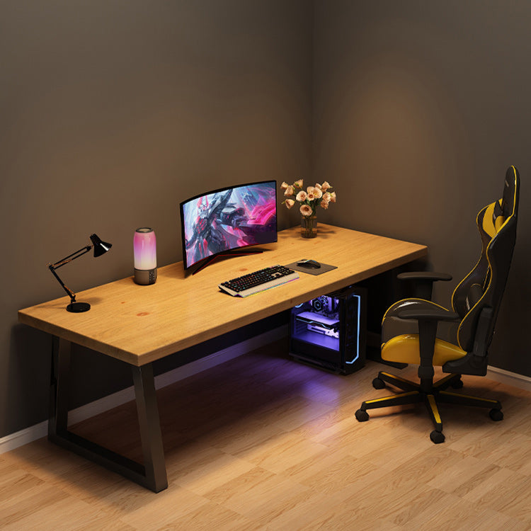 Solid Wood Rectangular Writing Desk Home Modern Gaming Desk in Natural