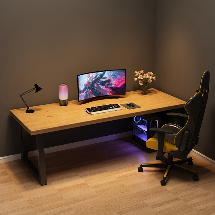 Solid Wood Rectangular Writing Desk Home Modern Gaming Desk in Natural