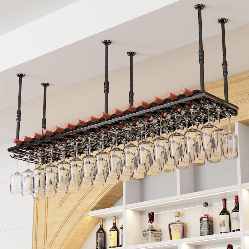 Industrial Metal Wine Bottle & Glass Rack Hanging Wine Rack Kit