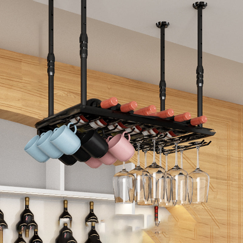 Industrial Metal Wine Bottle & Glass Rack Hanging Wine Rack Kit