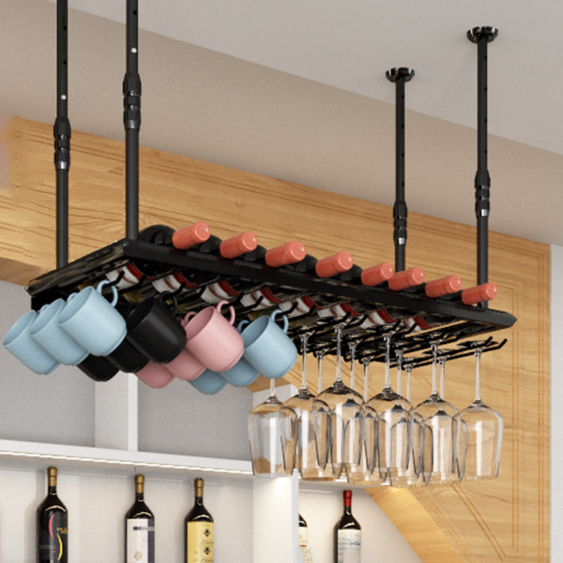 Industrial Metal Wine Bottle & Glass Rack Hanging Wine Rack Kit