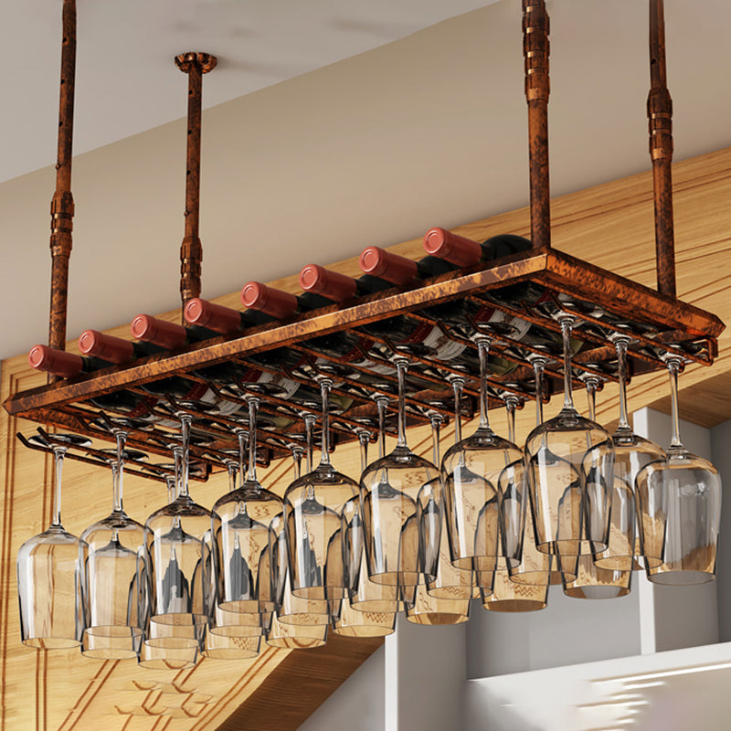 Industrial Metal Wine Bottle & Glass Rack Hanging Wine Rack Kit