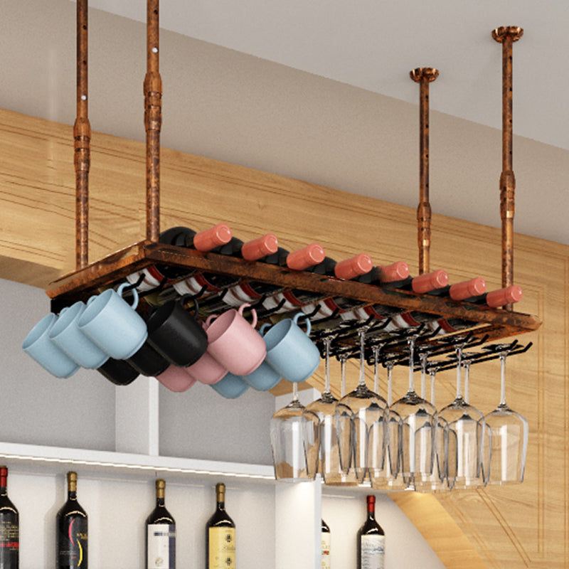 Industrial Metal Wine Bottle & Glass Rack Hanging Wine Rack Kit