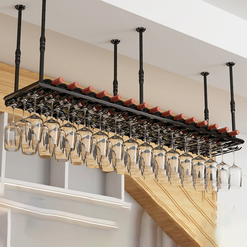 Industrial Metal Wine Bottle & Glass Rack Hanging Wine Rack Kit