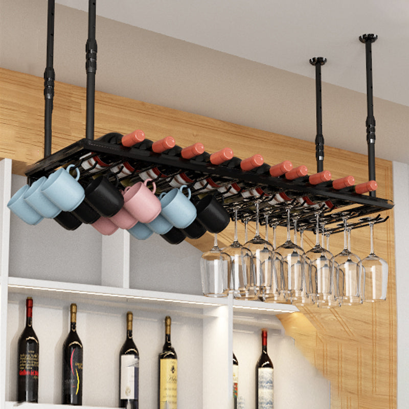 Industrial Metal Wine Bottle & Glass Rack Hanging Wine Rack Kit