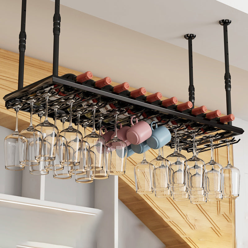 Industrial Metal Wine Bottle & Glass Rack Hanging Wine Rack Kit