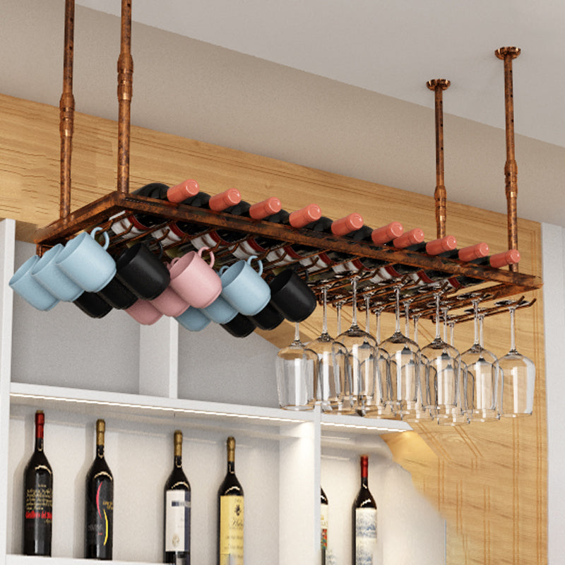 Industrial Metal Wine Bottle & Glass Rack Hanging Wine Rack Kit