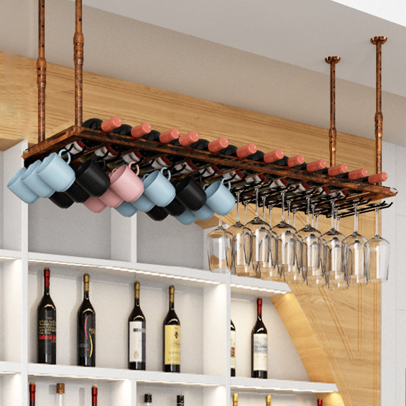 Industrial Metal Wine Bottle & Glass Rack Hanging Wine Rack Kit