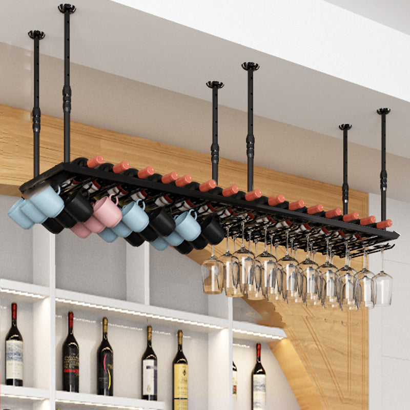 Industrial Metal Wine Bottle & Glass Rack Hanging Wine Rack Kit