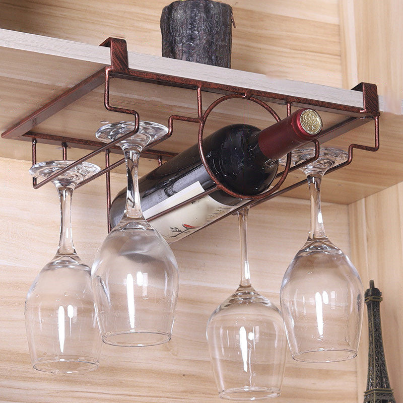 Industrial Hanging Wine Holder Metal Wine Glass Stemware Rack Holder