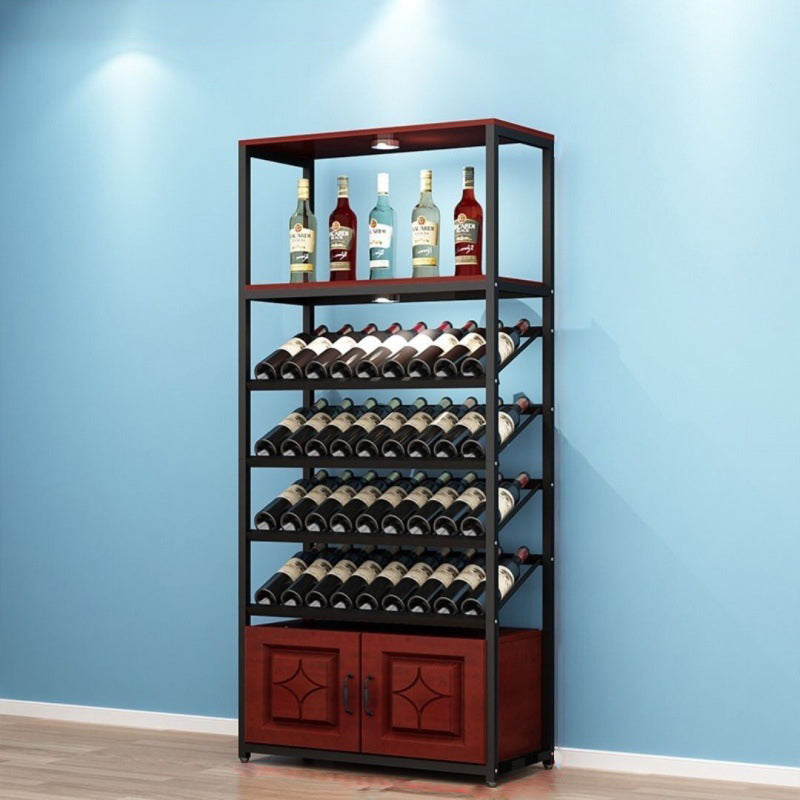 Freestanding Mid-Century Modern Wine Holder Wood and Metal Wine Jail Manufactured Wood