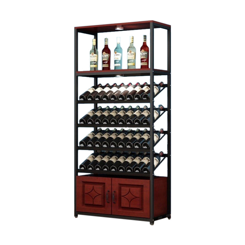 Freestanding Mid-Century Modern Wine Holder Wood and Metal Wine Jail Manufactured Wood