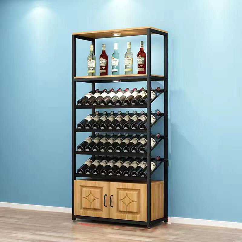 Freestanding Mid-Century Modern Wine Holder Wood and Metal Wine Jail Manufactured Wood