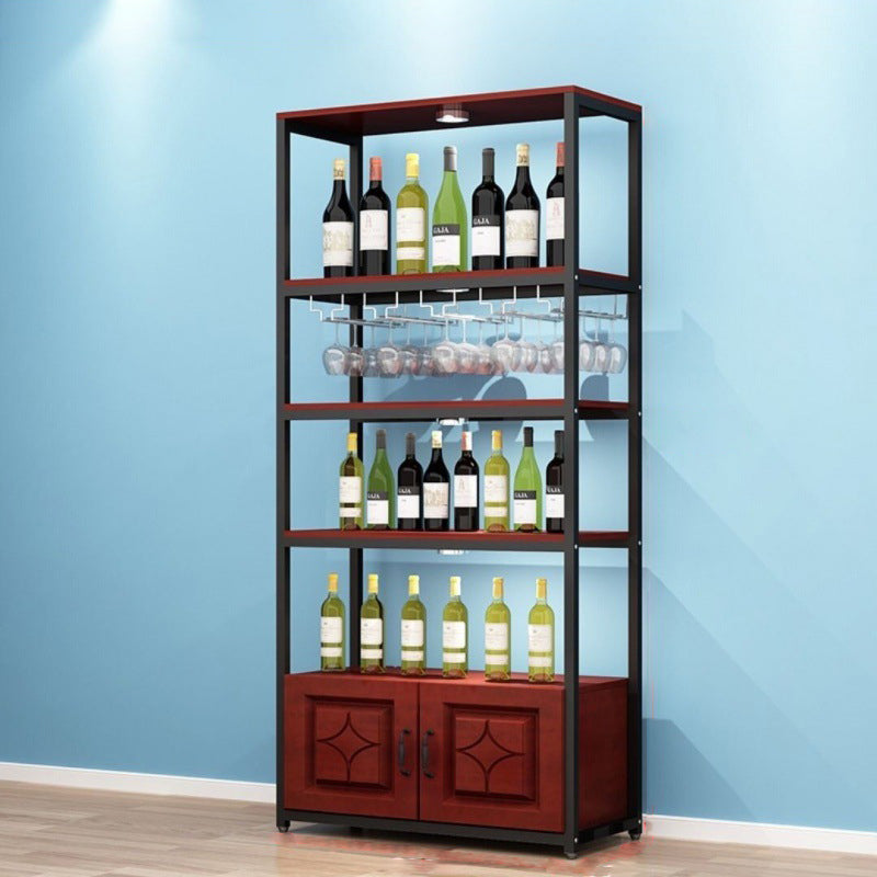 Freestanding Mid-Century Modern Wine Holder Wood and Metal Wine Jail Manufactured Wood