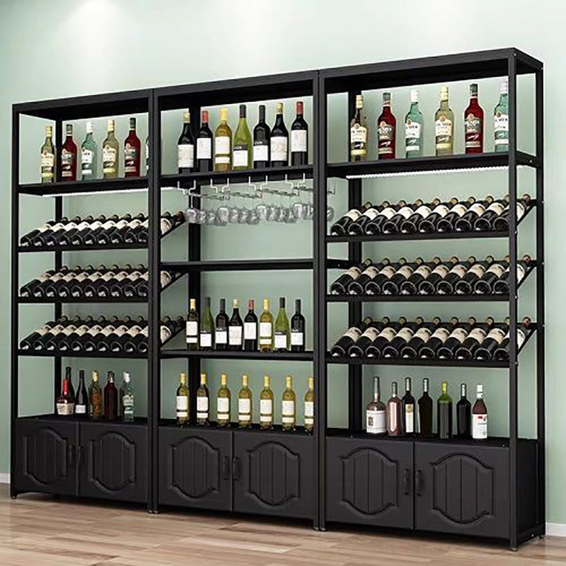 Freestanding Mid-Century Modern Wine Holder Wood and Metal Wine Jail Manufactured Wood