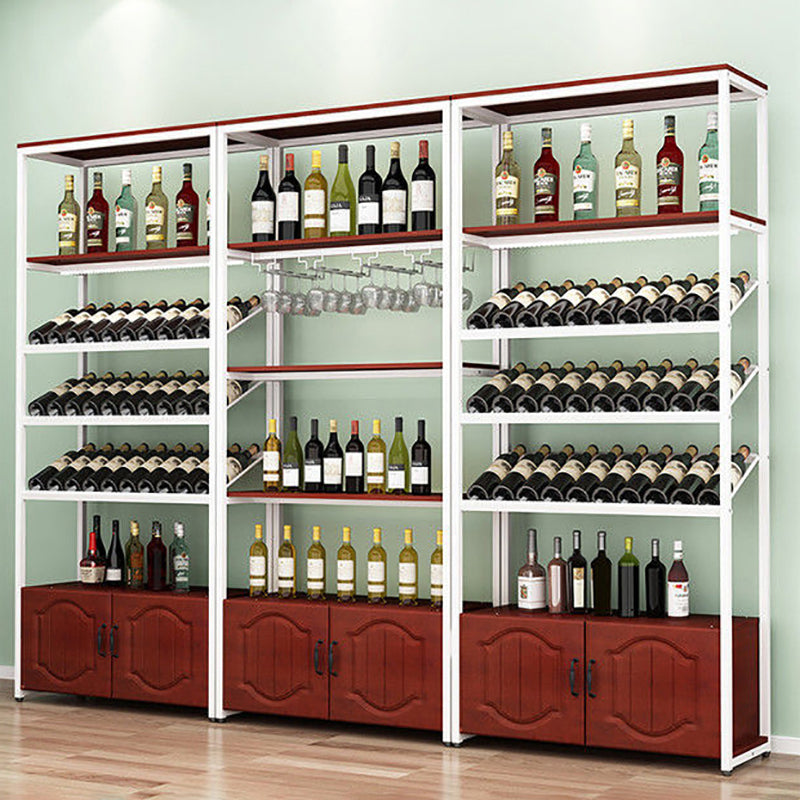 Freestanding Mid-Century Modern Wine Holder Wood and Metal Wine Jail Manufactured Wood