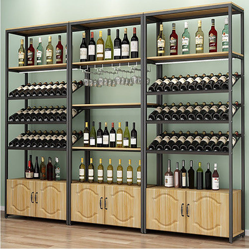 Freestanding Mid-Century Modern Wine Holder Wood and Metal Wine Jail Manufactured Wood