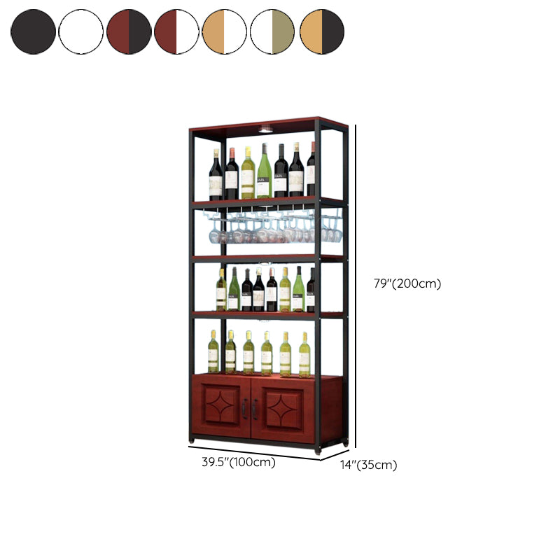 Freestanding Mid-Century Modern Wine Holder Wood and Metal Wine Jail Manufactured Wood