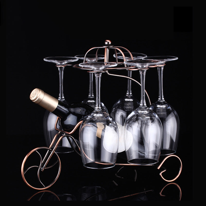 Metal Modern Wine Holder Tabletop Wine Bottle & Glass Rack in Silver/ Gold/ Black