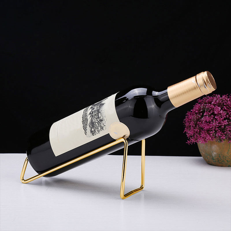 Metal Modern Wine Holder Tabletop Wine Bottle & Glass Rack in Silver/ Gold/ Black