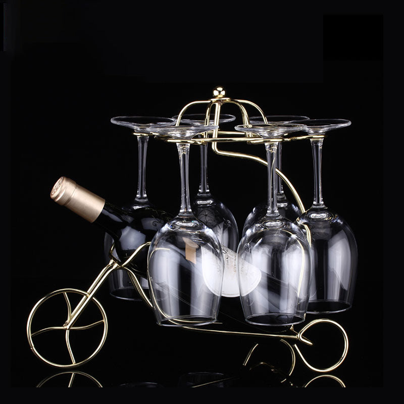 Metal Modern Wine Holder Tabletop Wine Bottle & Glass Rack in Silver/ Gold/ Black