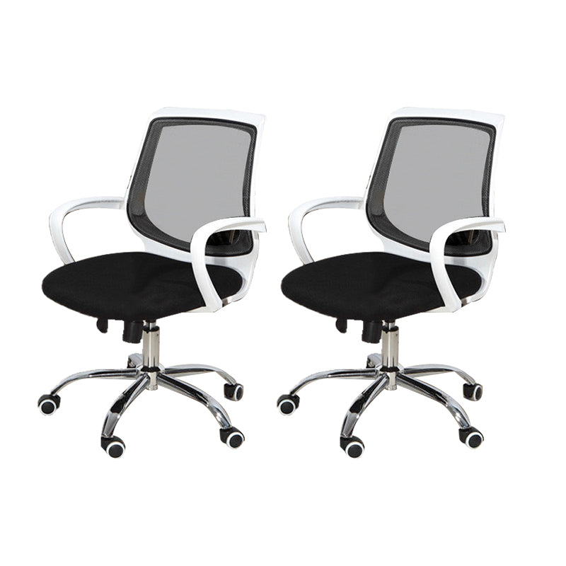 Modern Desk Chair Lumbar Support Mesh Mid-Back Office Chair in Black