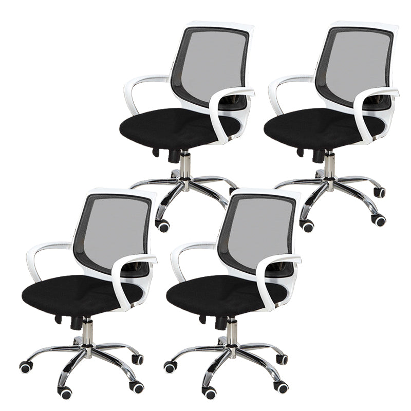 Modern Desk Chair Lumbar Support Mesh Mid-Back Office Chair in Black