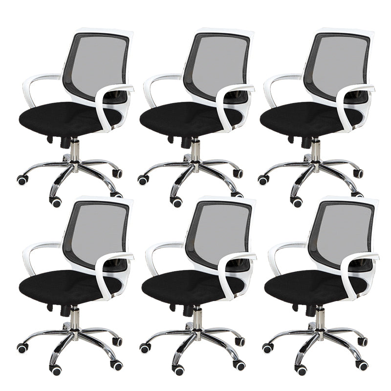 Modern Desk Chair Lumbar Support Mesh Mid-Back Office Chair in Black