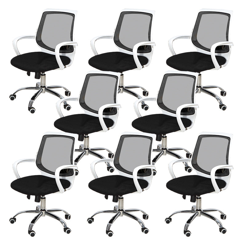 Modern Desk Chair Lumbar Support Mesh Mid-Back Office Chair in Black