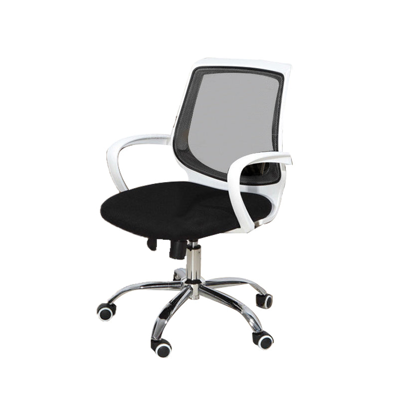 Modern Desk Chair Lumbar Support Mesh Mid-Back Office Chair in Black