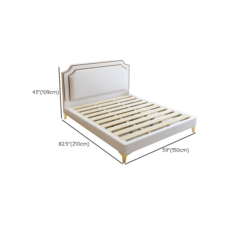 Scandinavian 42.91" Tall Wood Standard Bed, White Scooped Headboard Bed