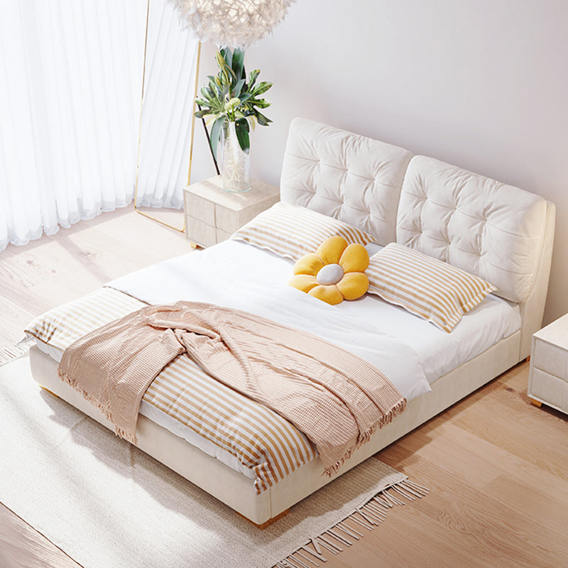 Modern & Contemporary Bed Frame Tufted Standard Bed With Custom Gold Legs