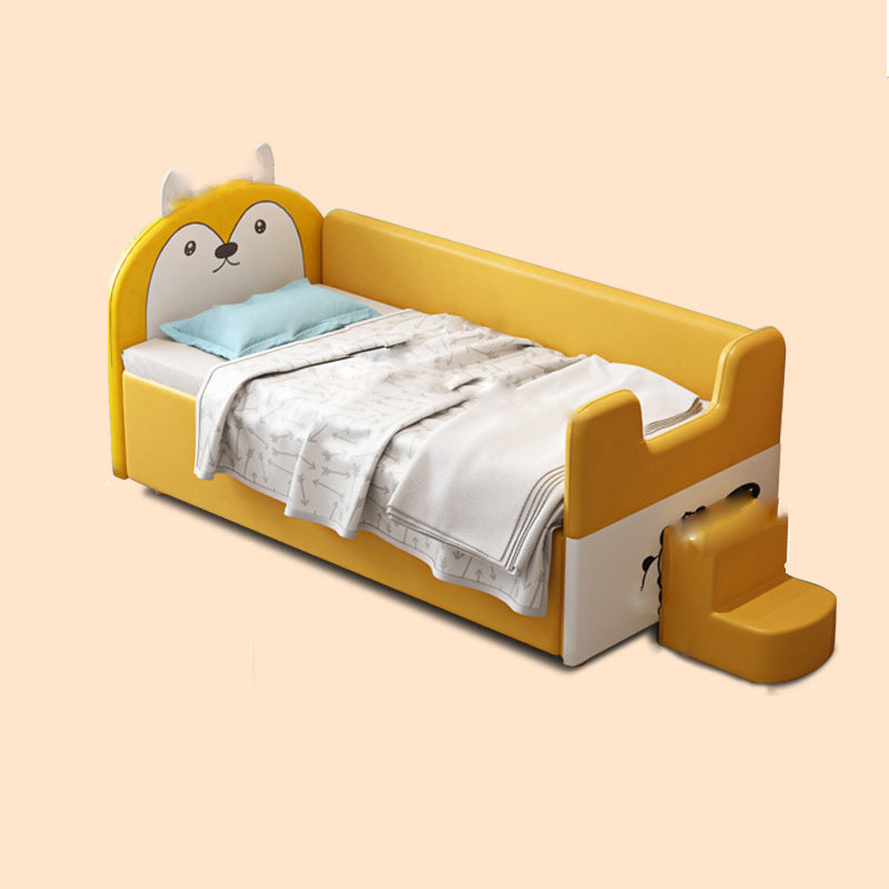 Modern Upholstered Toddler Bed Headboard Kids Bed with Guardrail