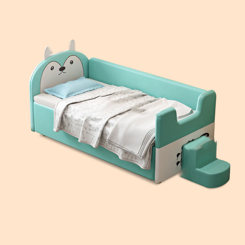 Modern Upholstered Toddler Bed Headboard Kids Bed with Guardrail