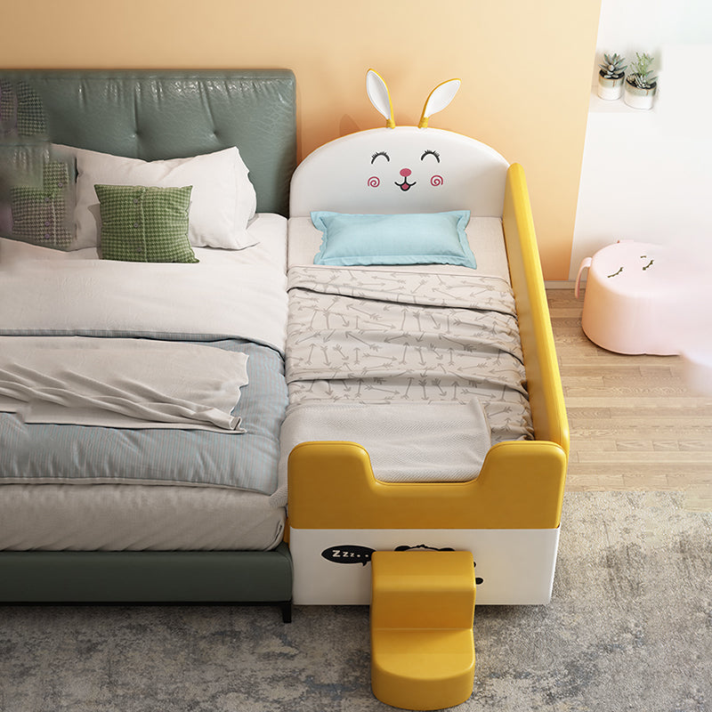 Modern Upholstered Toddler Bed Headboard Kids Bed with Guardrail