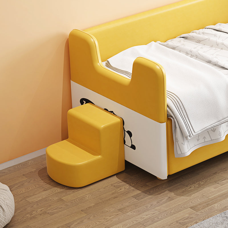 Modern Upholstered Toddler Bed Headboard Kids Bed with Guardrail