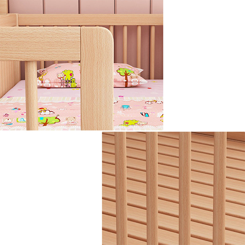 Scandinavian Solid Wood Toddler Bed Headboard Kids Bed with Guardrail