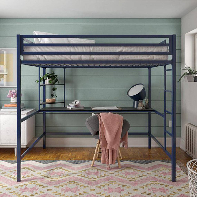 Industrial Metal with Desk Storage High Loft No Theme Open-Frame Bed